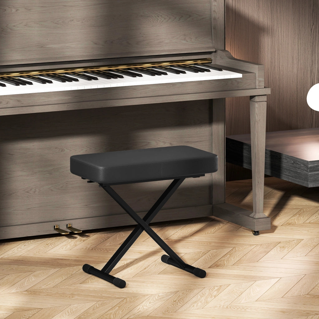 Sgabello Pieghevole Regolabile ¨C zephmum ¨C Pelle PU Nero 60x32x53-63 cm