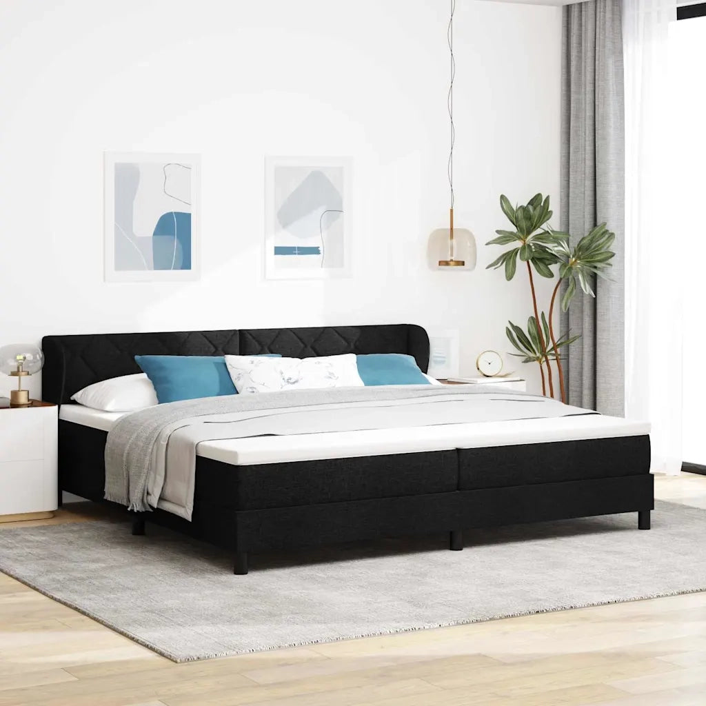 Letto a molle con materasso Nero 200 x 200 cm Tessuto 3340110