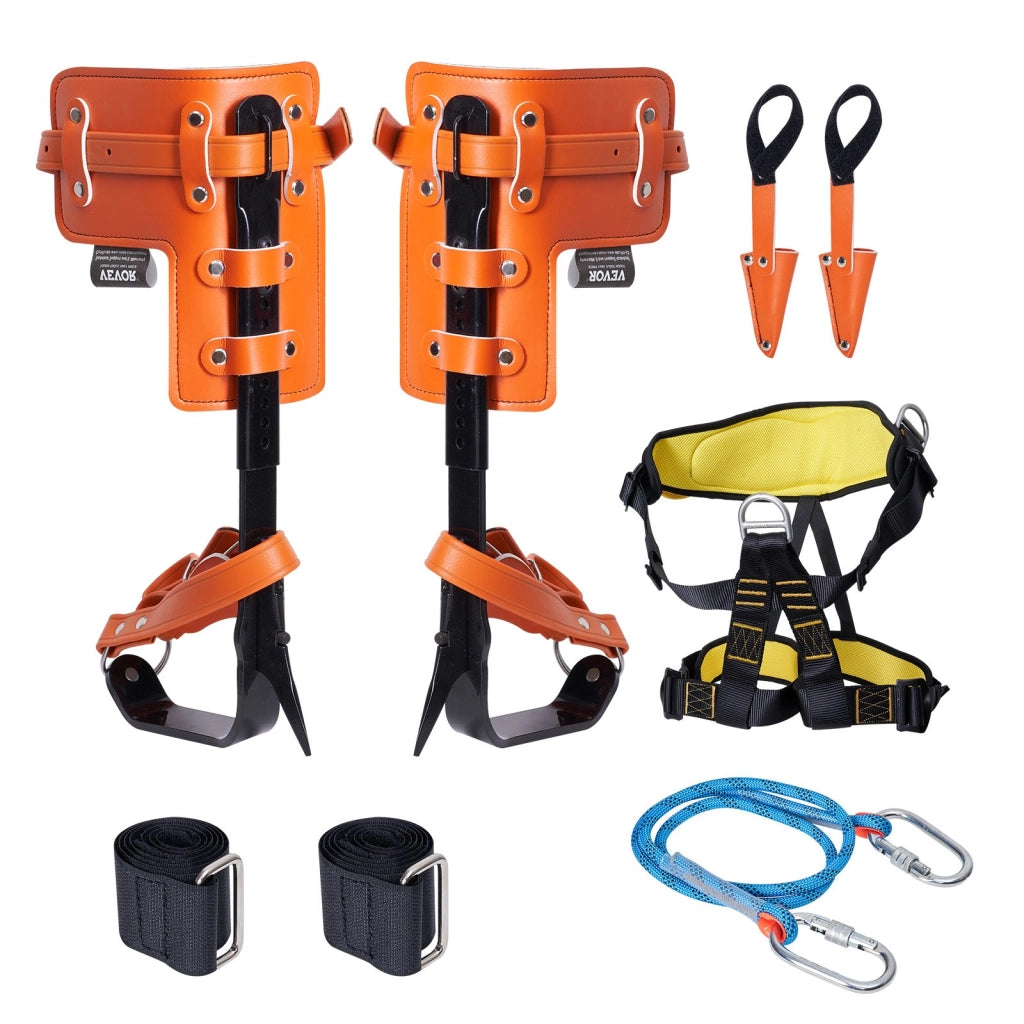 Set ramponi per arrampicata su alberi in lega di acciaio arancione regolabile con imbracatura carico 158,75 kg ROPE-G-006