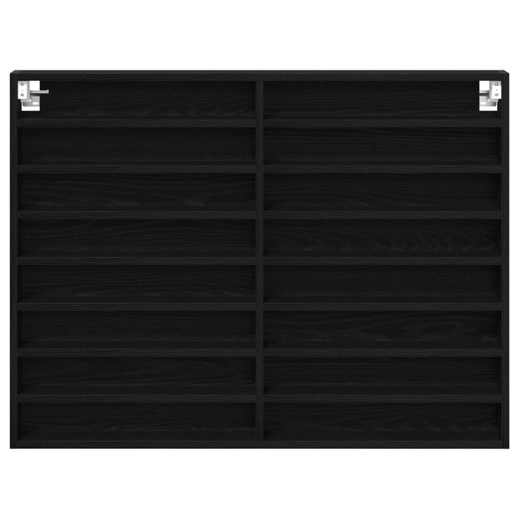 Vetrina Nero Rovere 100x8,5x75 cm Legno ingegnerizzato