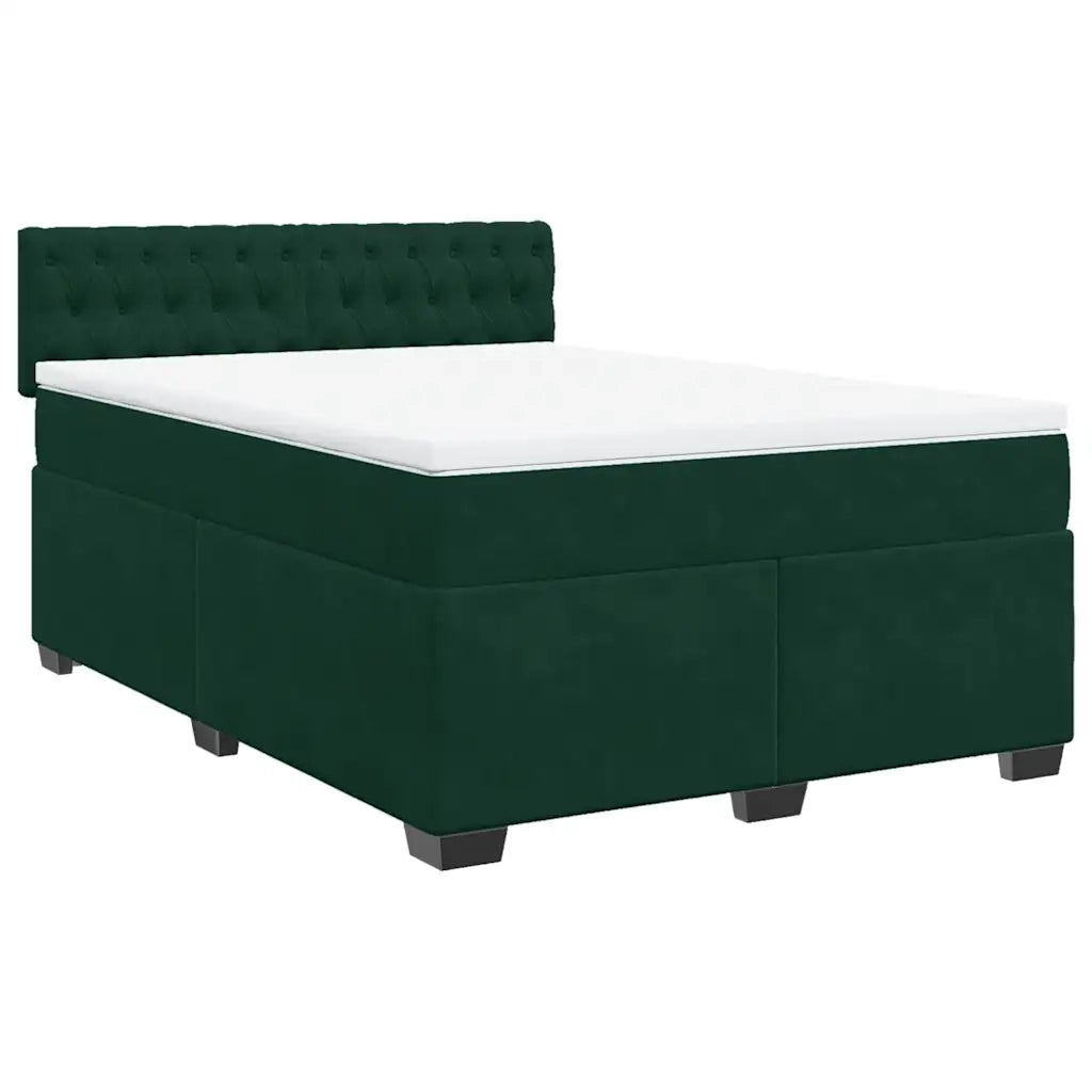vidaXL Giroletto a Molle con Materasso Verde Scuro 160x200 cm Velluto