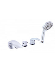 DUNAJ Miscelatore vasca a cascata 4 fori con deviatore in ottone cromato