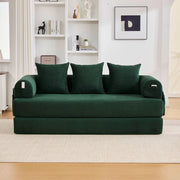 Divano modulare in velluto a coste 200x94x67 cm; colore Emerald con 3 cuscini