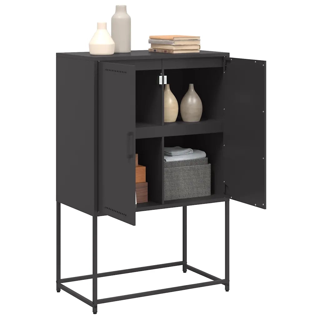 Credenza | Madia | Buffet da pranzo | Armadio da pranzo Nera 68,5x38,5x107 cm in Acciaio
