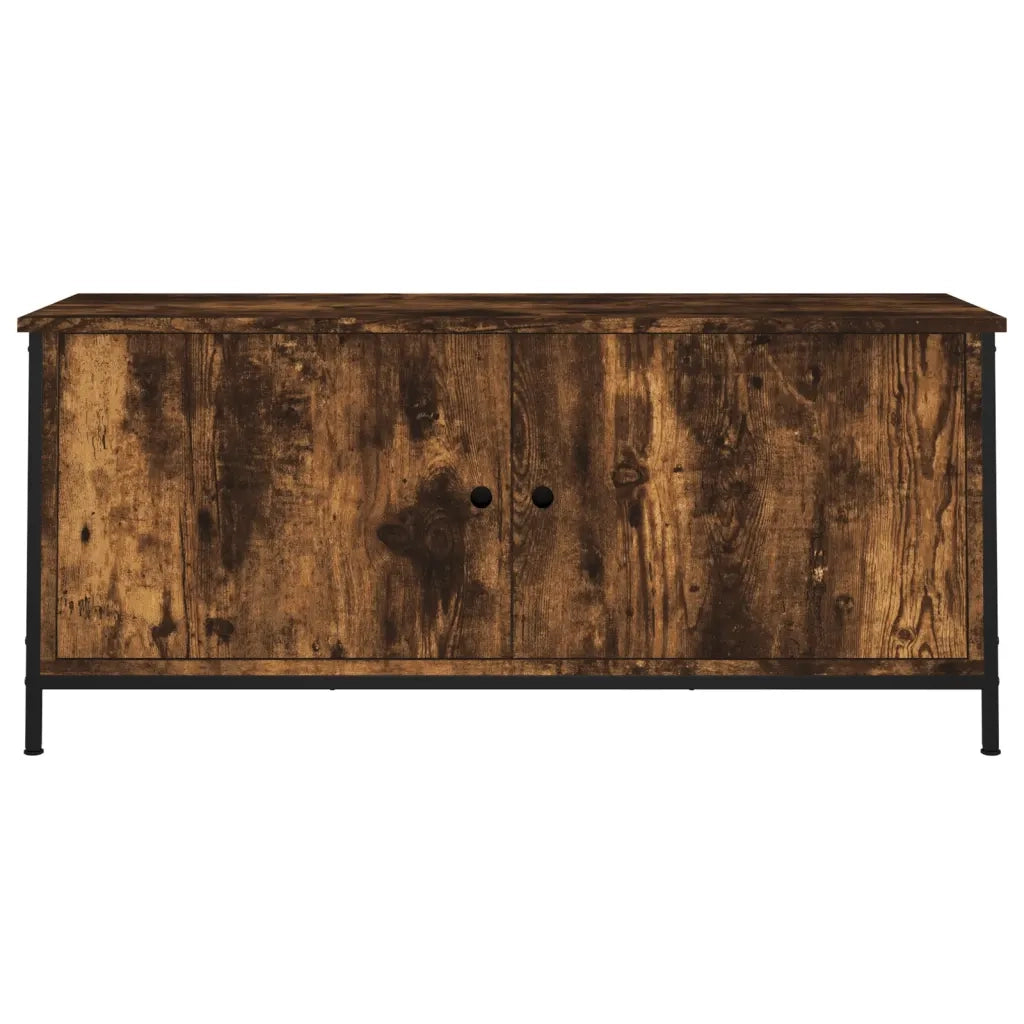 Mobile TV con Ante Rovere Fumo 102x35x45 cm Legno Multistrato 826292