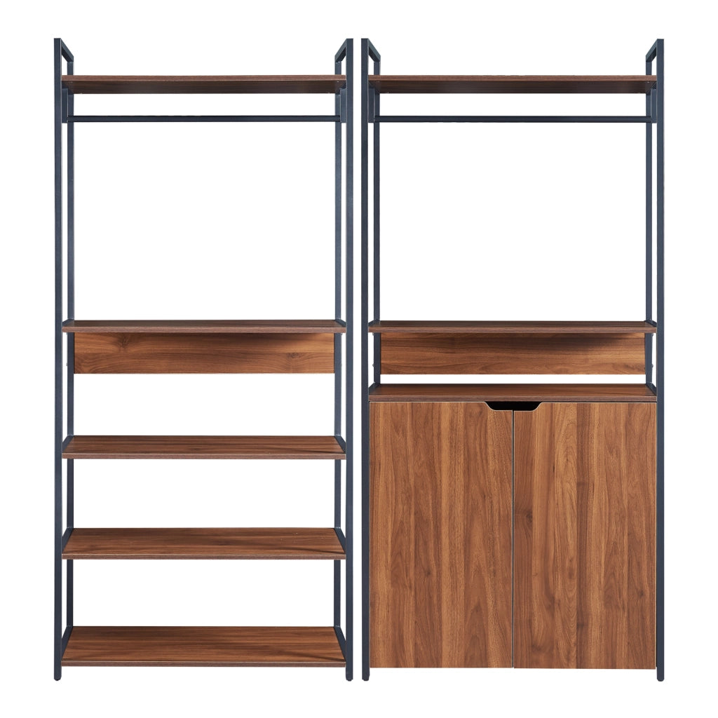 Set Larem 2 Mobili Organizzatori Guardaroba 168 cm Set A - Nero / Effetto Noce [en.casa]