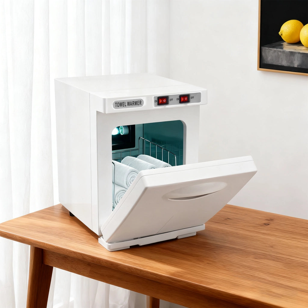 ZMH Scaldasalviette bianco 5L scaldasalviette rotante a 360° asciugasalviette UV per saloni di bellezza e spa
