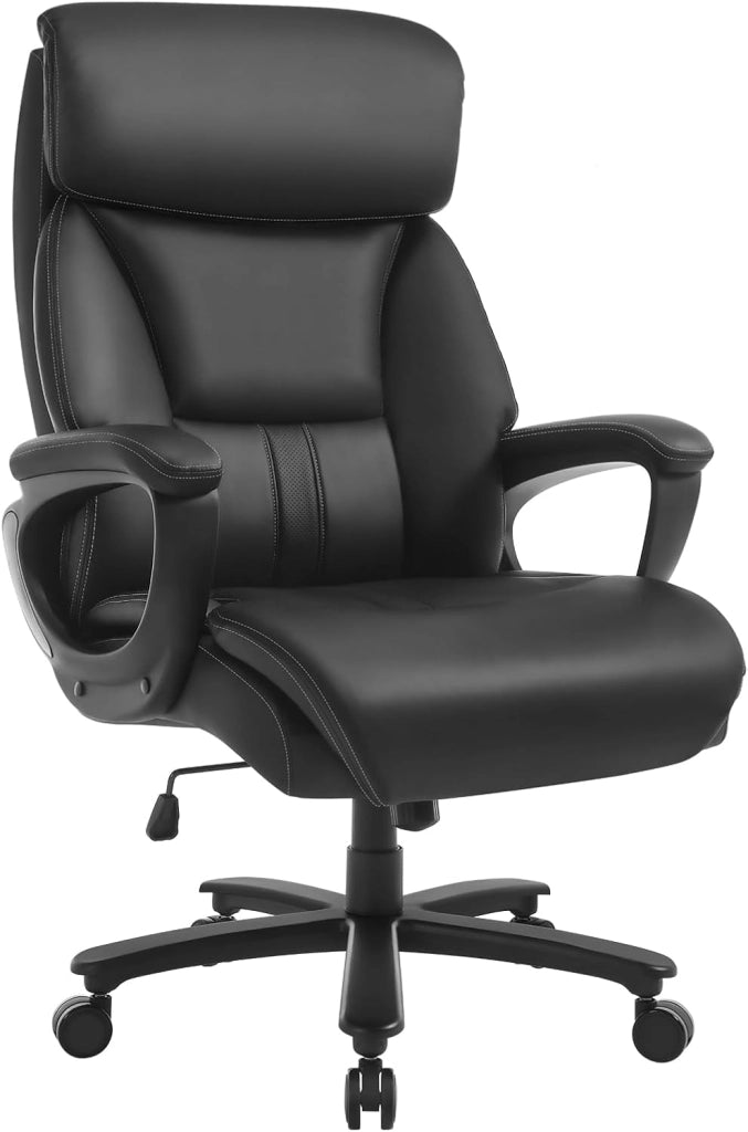 Sedia Ergonomica Da Ufficio, Poltrona Direzionale, Sedie Ufficio Regolabile in Altezza con Meccanismo Basculante, PU, Nero