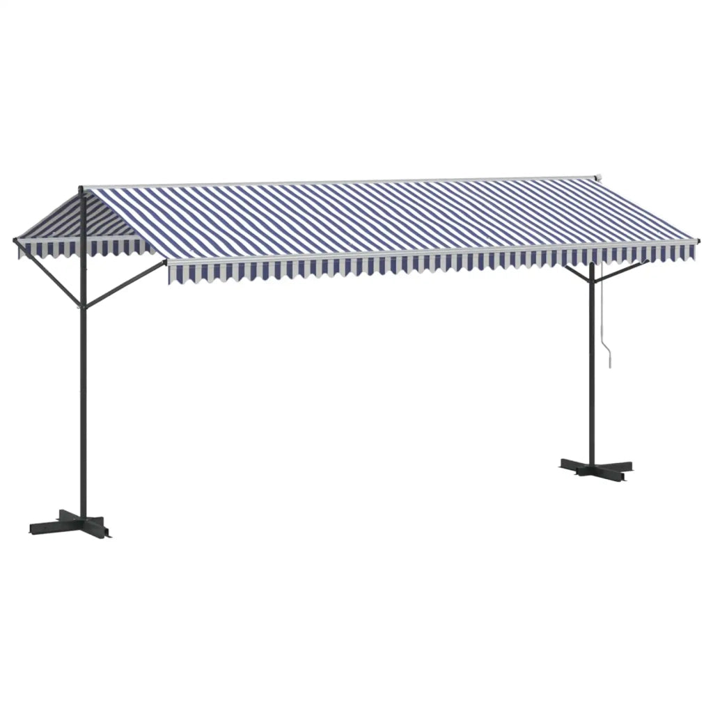 Tenda da Sole Blu e Bianca 500x300 cm in Tessuto e Acciaio 368933