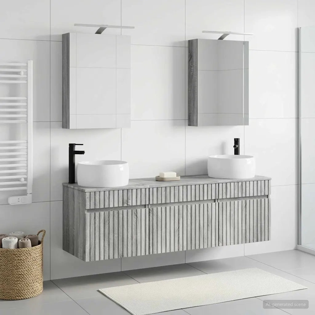 Set di Armadi da Bagno 5 pcs Sonoma grigio 50 x 14,5 x 70 cm 3406636