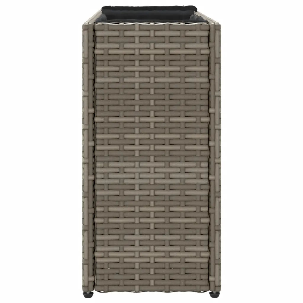 Fioriera da Giardino con 2 Vasi Grigia 90x20x40cm in Polyrattan 366409