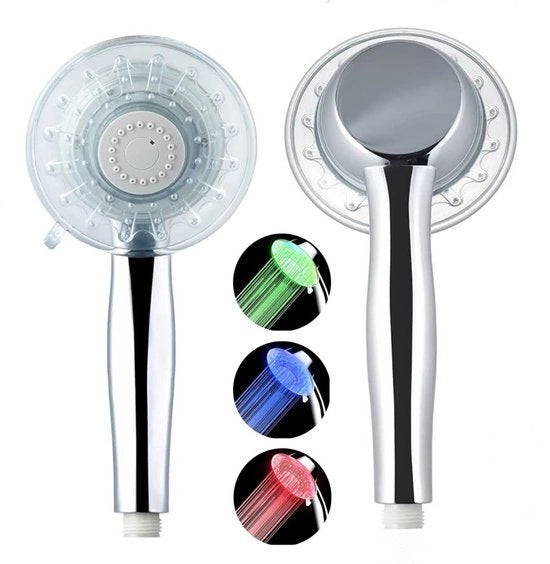 Douchekop LED grande, douchekop idro salvante, 3 colori regolazione di colore regolazione di temperatura, 2 posizioni regolabili, douchekop verniciato a cromatura douchekop regolabile douchekop idro salvante per docce a pioggia