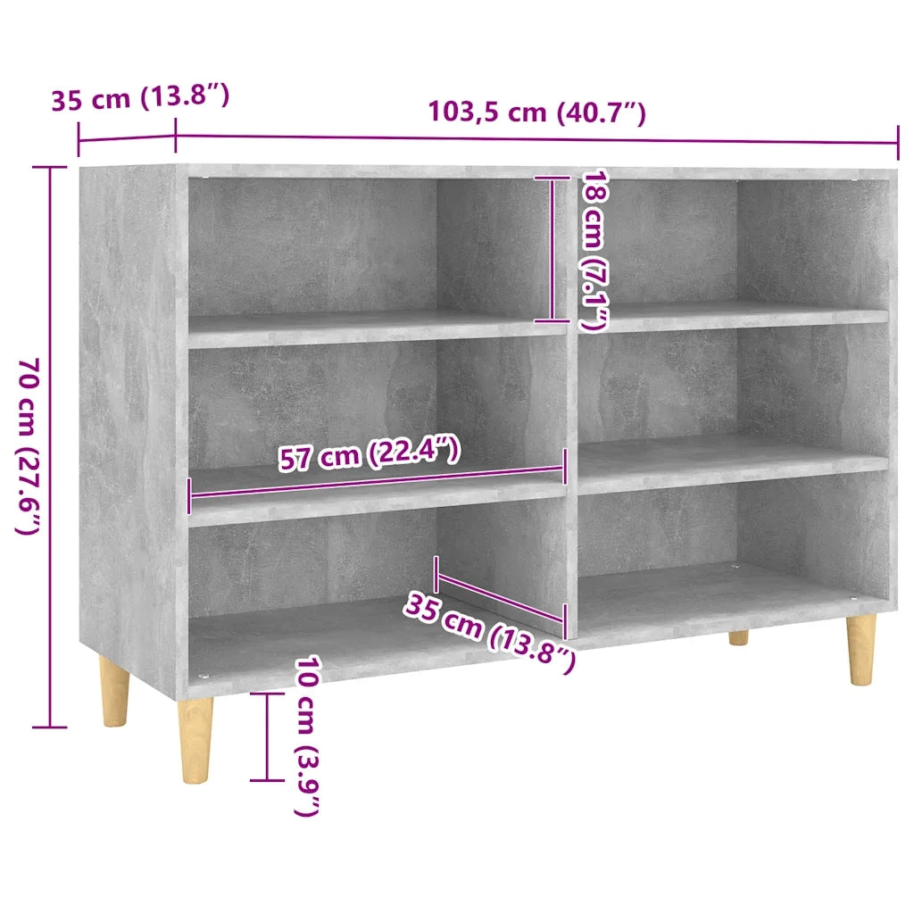 Credenza Grigio Cemento 103,5x35x70 cm in Truciolato cod mxl 24847