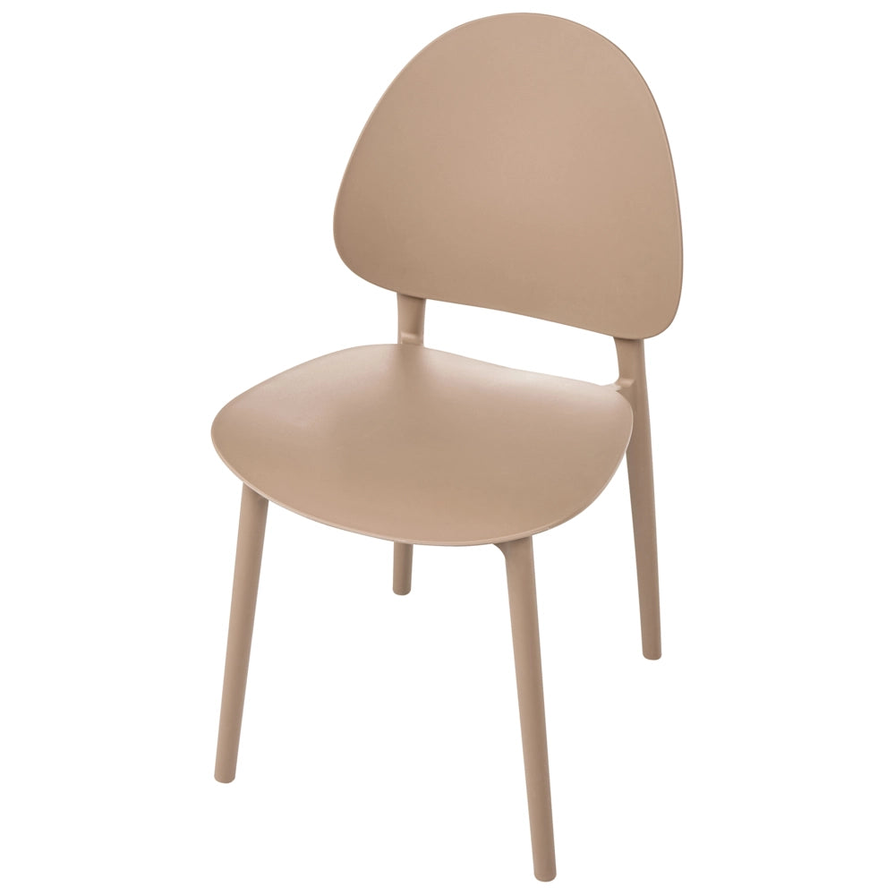 Set di 4 sedie da pranzo in plastica beige per interni ed esterni senza braccioli stile classico minimalista