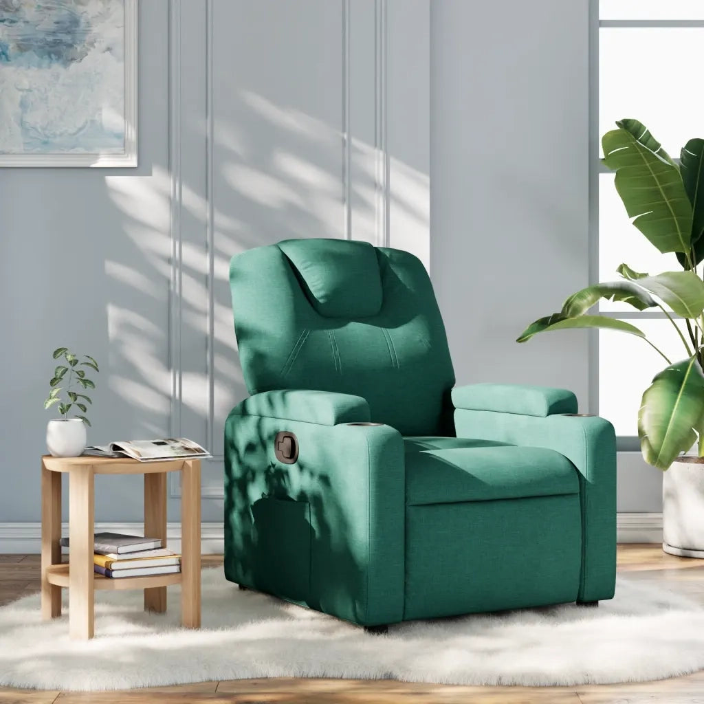 Divano Sedia-Poltrona Reclinabile in Tessuto Verde Scuro 312908