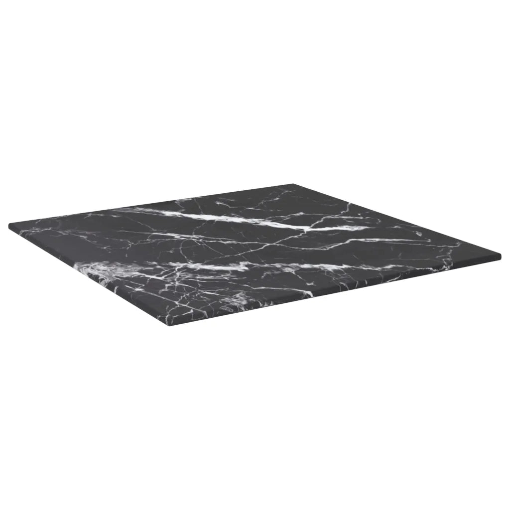 Piano Tavolo | Superficie Tavolo | Piano Scrivania Nero 40x40 cm 6 mm Vetro Temperato Design Marmo