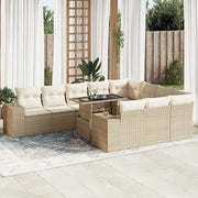 Set Divani da Giardino 11 pz con Cuscini Beige in Polyrattan 3326869