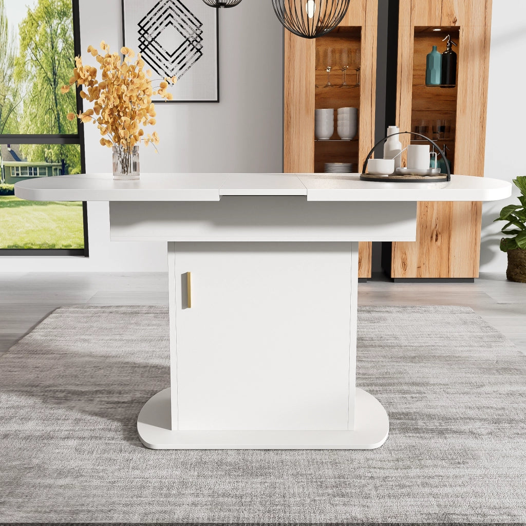 Tavolo da Pranzo Ovale Allungabile ¨C MINIMAL ¨C Bianco, 110/130x70x75 cm