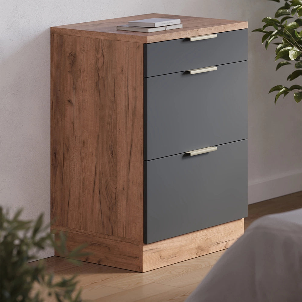 Mobile per mansarda Rion Antracite-oro/Rovere dorato 60 x 83.8 cm senza inclinazione con 3 cassetti Vicco