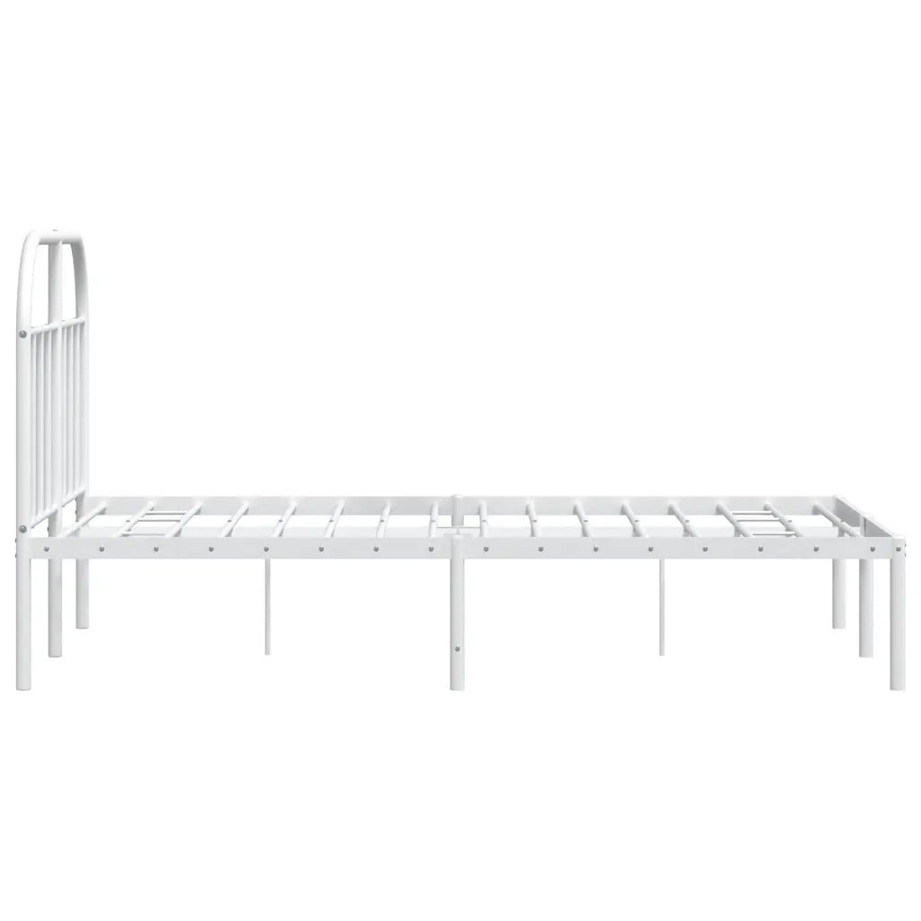 Letto matrimoniale | Letto per adulti | Giroletto con Testiera Metallo Bianco 135x190 cm