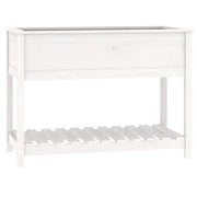 Fioriera rialzata per piante fiori patio giardino con ripiano 111,5 x 54 x 81 cm legno massello di pino bianco 02_0038386