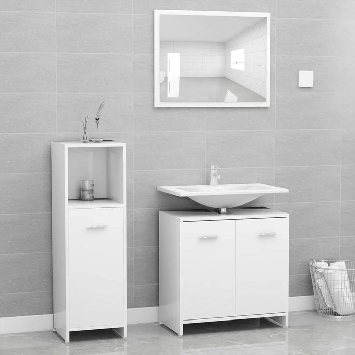 Set Mobili da Bagno 4 pz Bianco in Legno Multistrato 3056907
