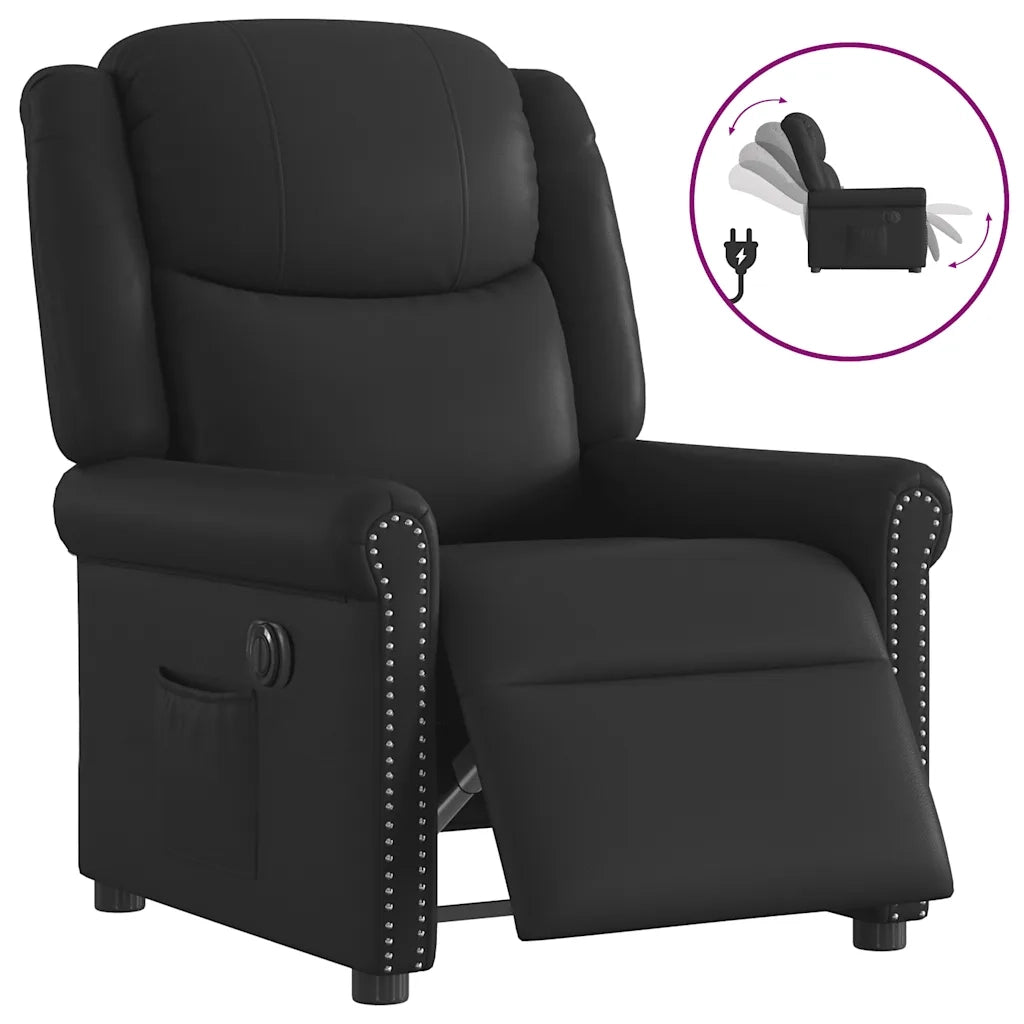 Poltrona Reclinabile Elettrica Nero Lucido Similpelle 3303414