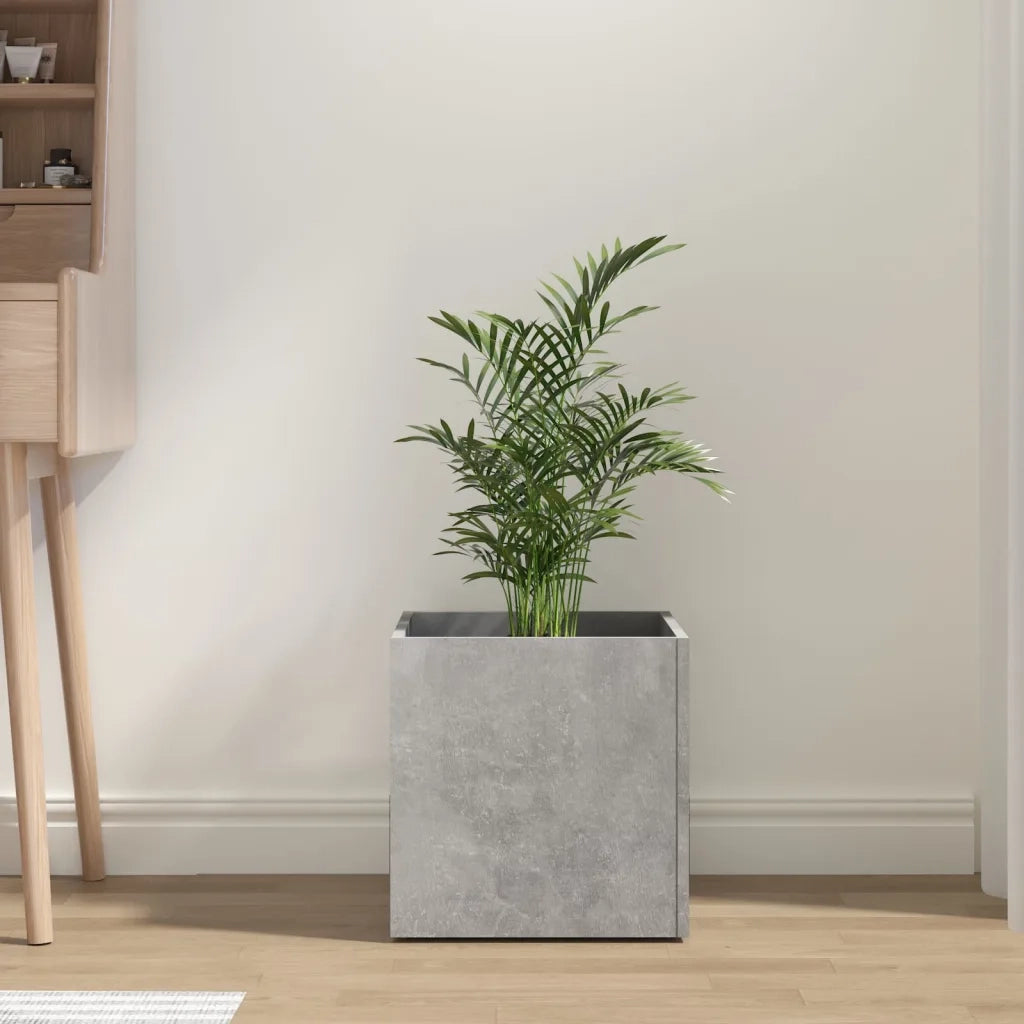 Fioriera | Cassetta per fiori | Vaso Grigio Cemento 40x40x40 cm in Legno Multistrato