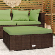 Sedia da giardino-Poggiapiedi Giardino con Cuscino Marrone 70x70x30 cm Polyrattan 773843