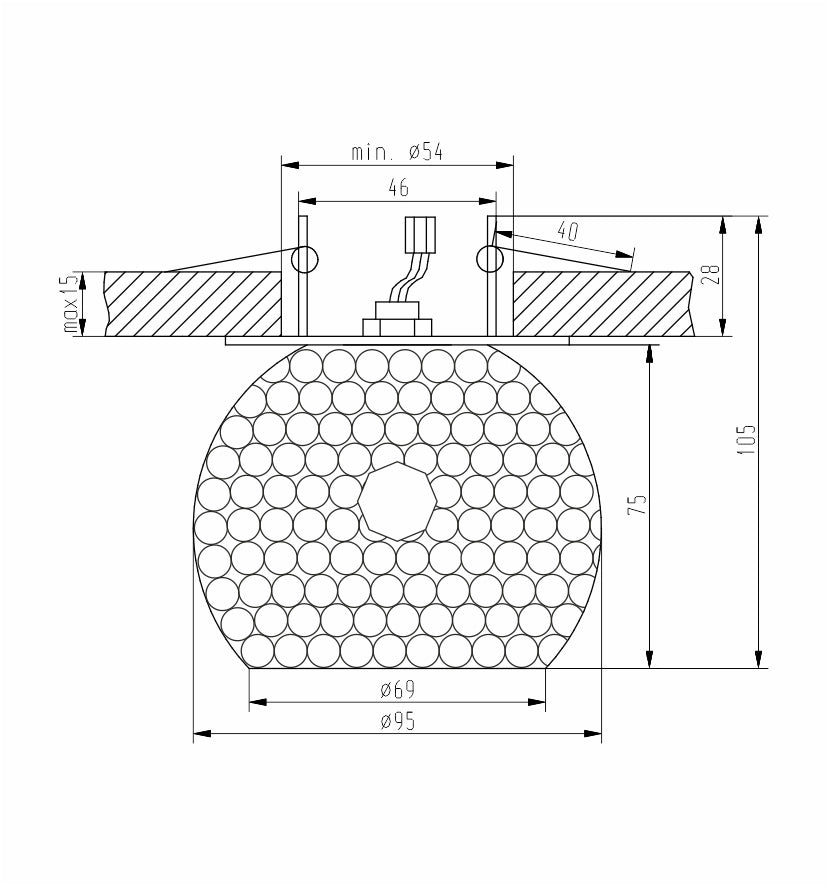 Plafoniera tonda 1xG9 cromata con cristalli ambra Candellux