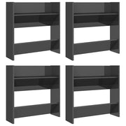 Scarpiere mobiletto portascarpe mobile per ingresso corridoio soggiorno da parete set da 4 lucido 60 x 18 x 60 cm grigio 02_0022153