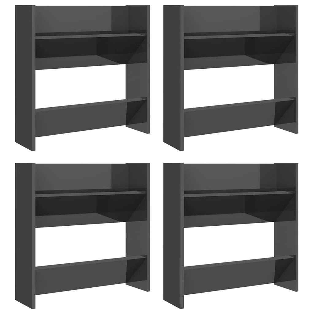 Scarpiere mobiletto portascarpe mobile per ingresso corridoio soggiorno da parete set da 4 lucido 60 x 18 x 60 cm grigio 02_0022153