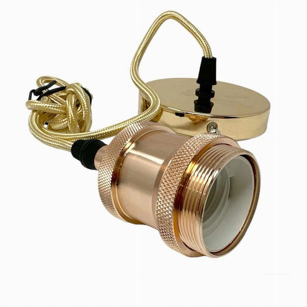 Trade Shop - Lampadario Portalampada A Sospensione Per Lampadine E27 Pendente 2 Metri E27-2m - Rose Gold