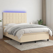 Letto a Molle con Materasso e LED Crema 140x200 cm in Tessuto cod mxl 58921
