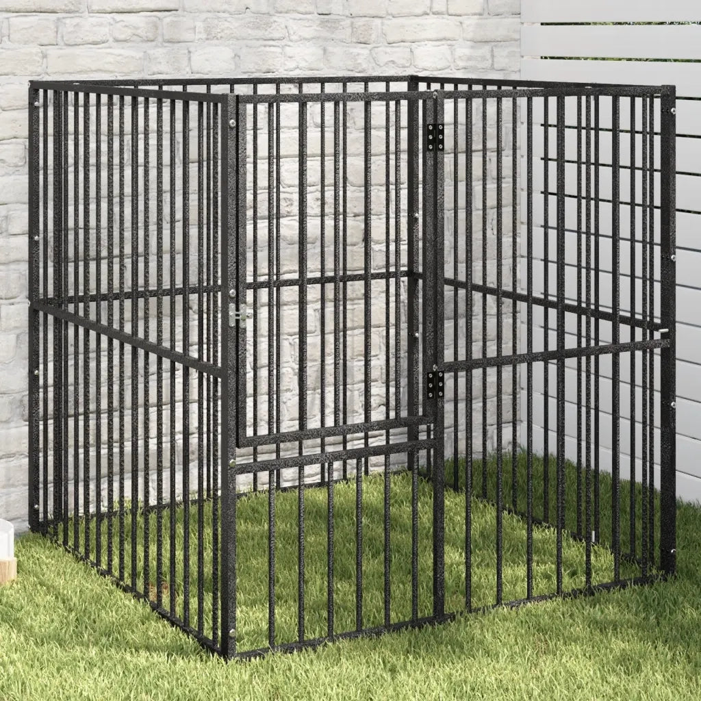 Box per Cani 4 Pannelli Nero Acciaio Zincato CFW9876405