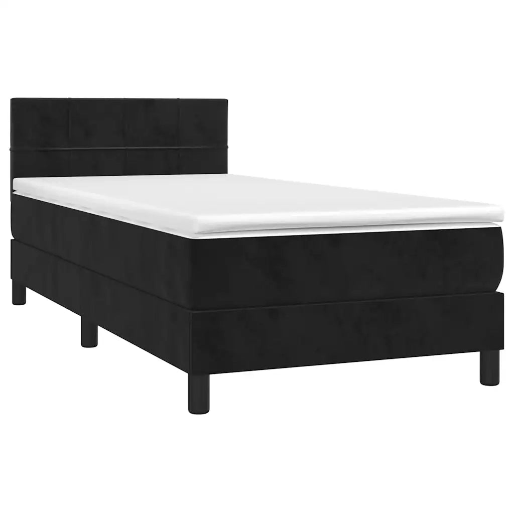 Letto singolo | Letto per adulti | Giroletto a Molle con Materasso Nero 90x200 cm in Velluto