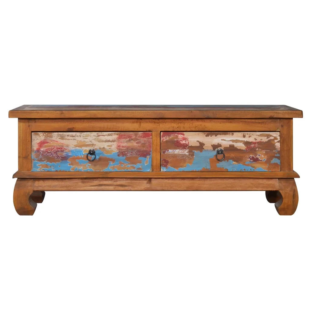 Mobile Porta TV 110x35x40 cm in Legno di Recupero di Teak 289059