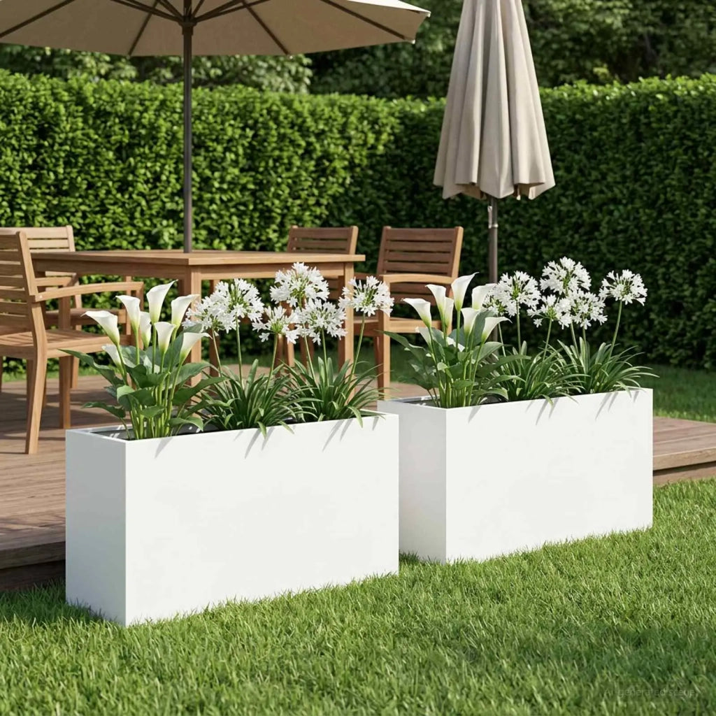 Vaso da giardino 2 pz Bianco 80 x 30 x 40 cm 8005585