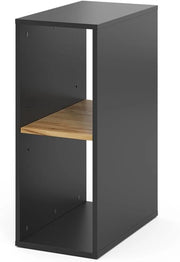 Mobiletto per PC Tomy, Antracite/quercia dorata, 28.5 x 50 cm 2 scomparti, con ruote e ripiano per accessori per computer