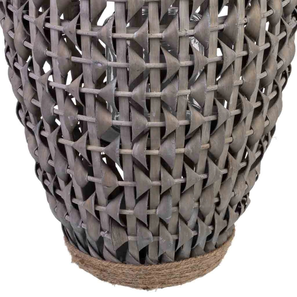 Lanterna in bambù e legno con portacandele in vetro D29x55h cm