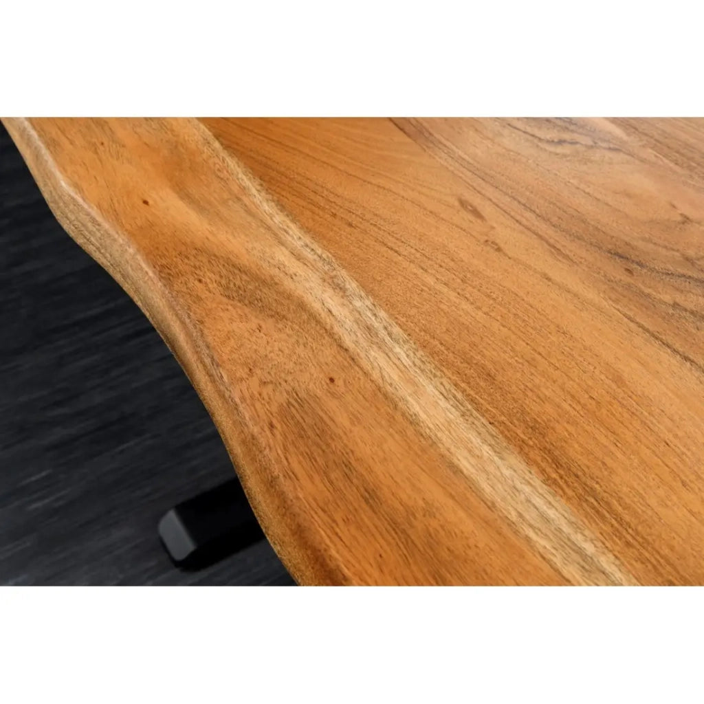 Scrivania elettrica di alta gamma ARKAYA 120 cm in legno massiccio di acacia con bordo naturale - Regolabile in altezza