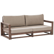 Set da giardino 2 posti in legno di acacia con cuscini tortora lato destro moderno elegante