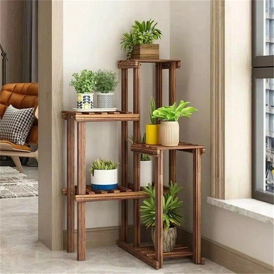Sistema di Pianta in Legno - Pianta Angolo - 6 Livelli - Plank di Legno - Indoor & Outdoor - Giardino/Patio - Planken - Supporto per Fiori - Piantine