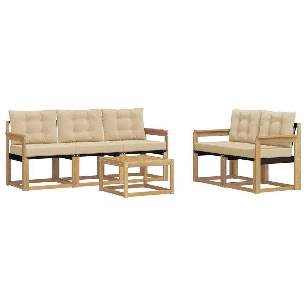 Set di divani da esterno 6 pz Bianco e Beige 3389207
