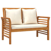 Panca da giardino mobili da giardino per esterni divano da terrazza con cuscini bianco crema 120 x 60 x 81 cm legno massello di acacia 02_0011117
