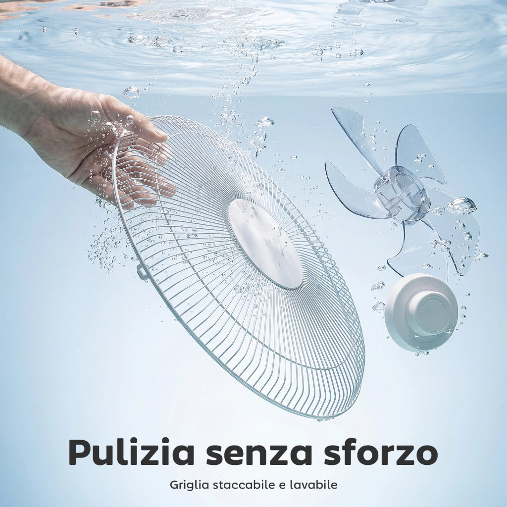 Ventilatore da Terra 45x42x138 cm con Telecomando 3 Velocità e 2 Modalità in ABS PP Acciaio Bianco