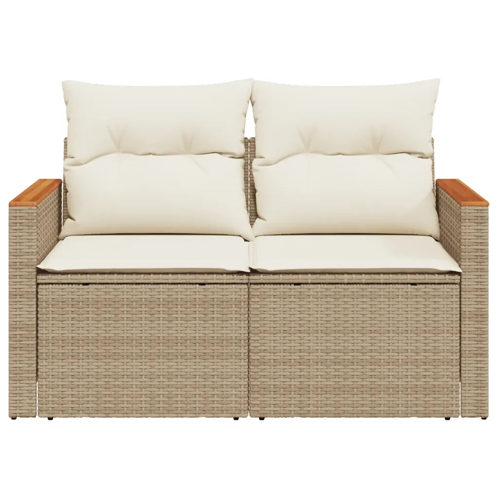 Divano da Giardino con Cuscini a 2 Posti Beige in Polyrattan 366067