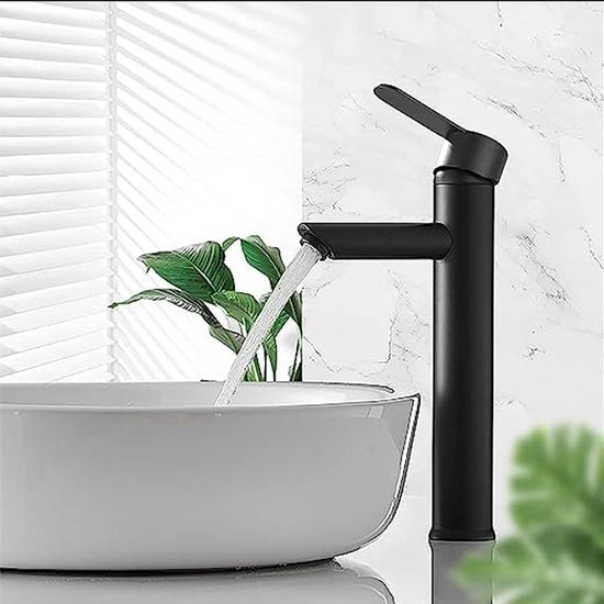 Armatura per lavandino in acciaio inossidabile - economizza acqua, senza gocce - nero - alta