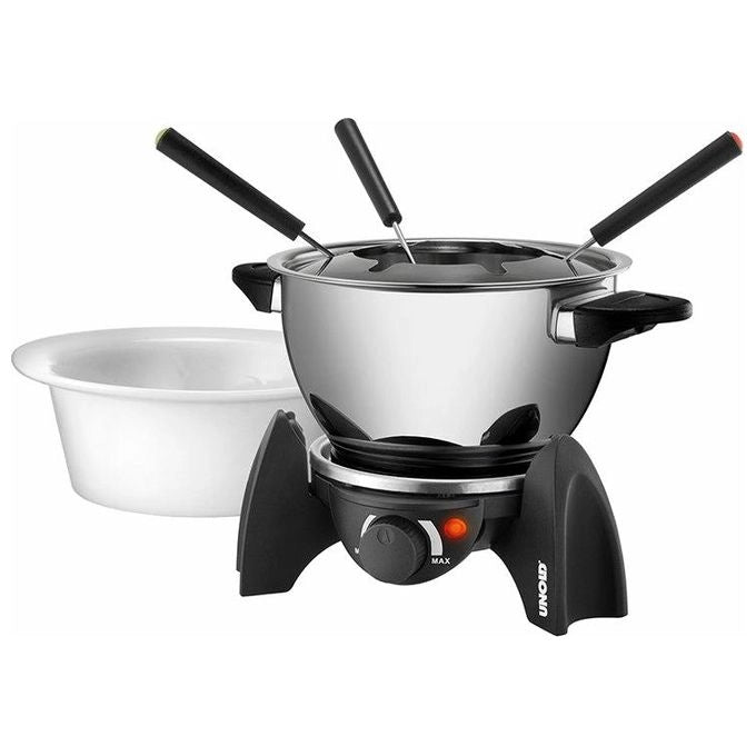 Unold 48615 Set per Fonduta Elettrica 6 Persone 0.8 L 500 W Acciaio Inossidabile Ceramica colore Nero