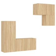 Mobile TV multimediale scaffale TV credenza TV sala da pranzo soggiorno camera da letto 4 pezzi rovere Sonoma legno ingegnerizzato marrone 02_0029244